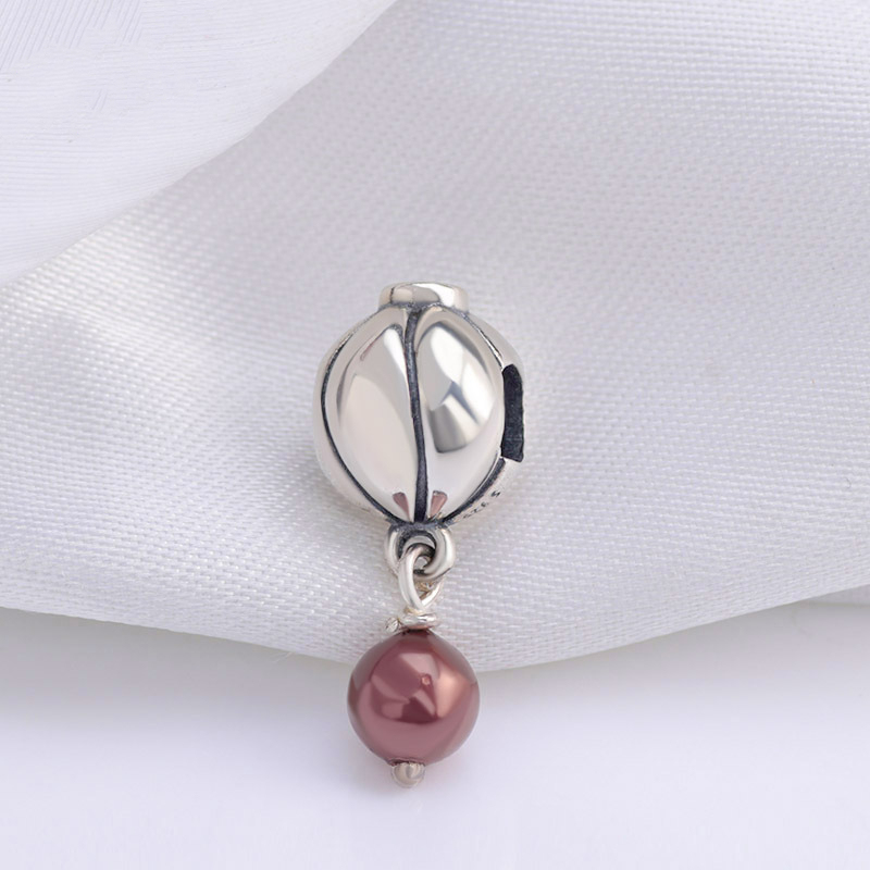 pandora blossom, silver brown pearl charm