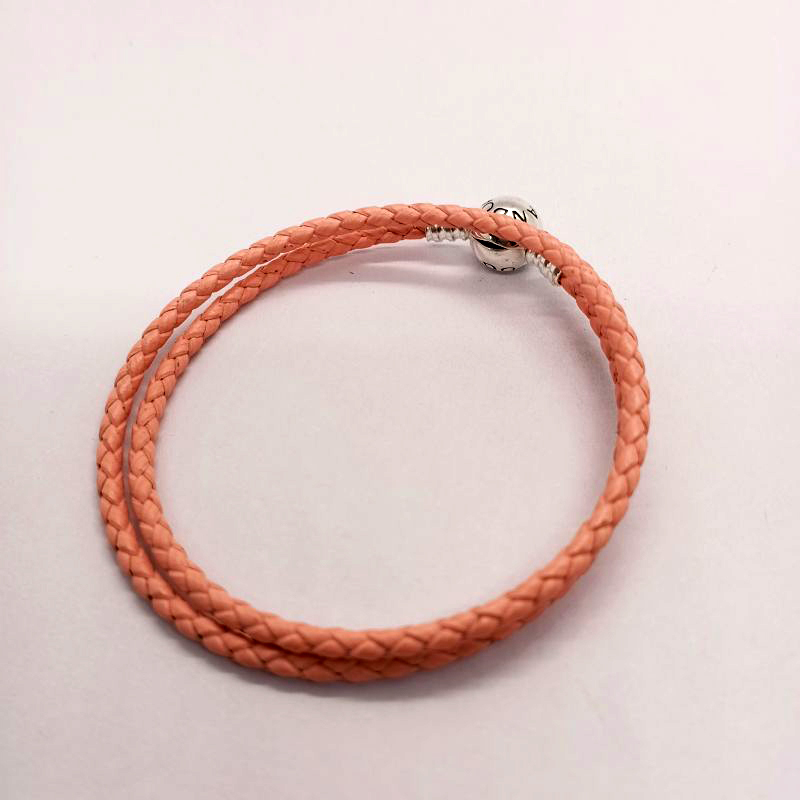 pandora bracelet  braided leather pink