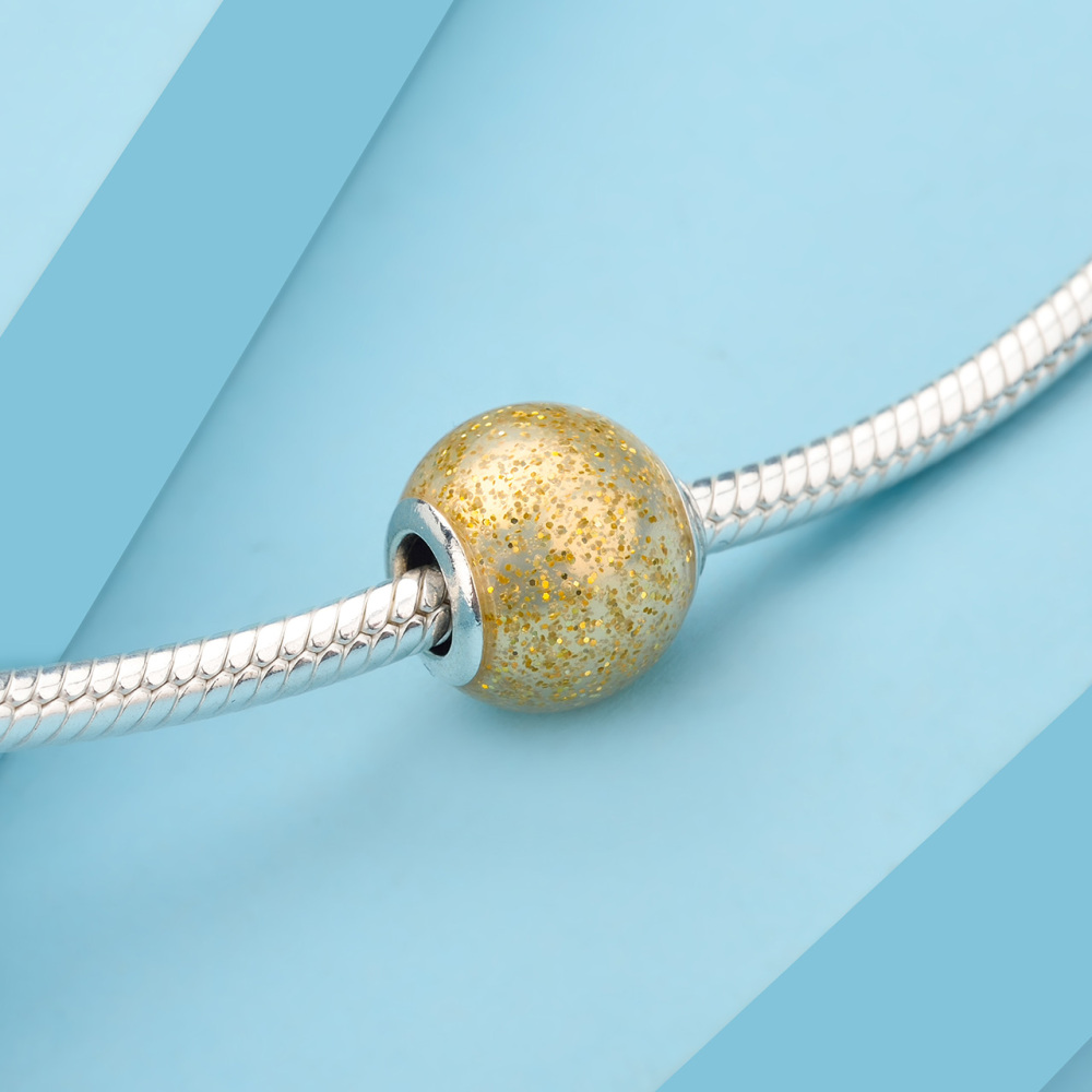 pandora golden glitter ball charm