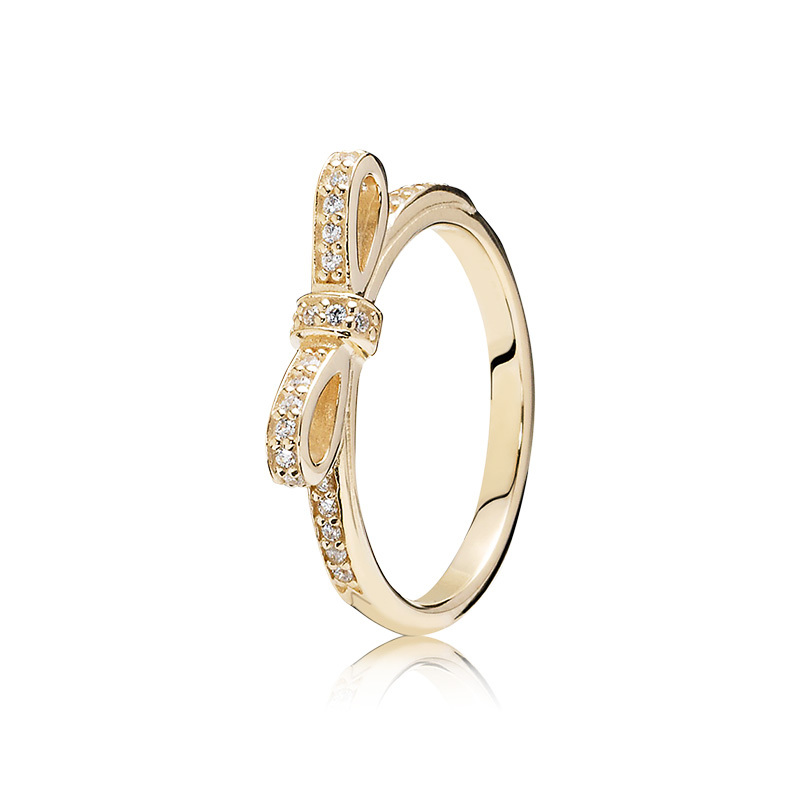 pandora gold delicate bow ring