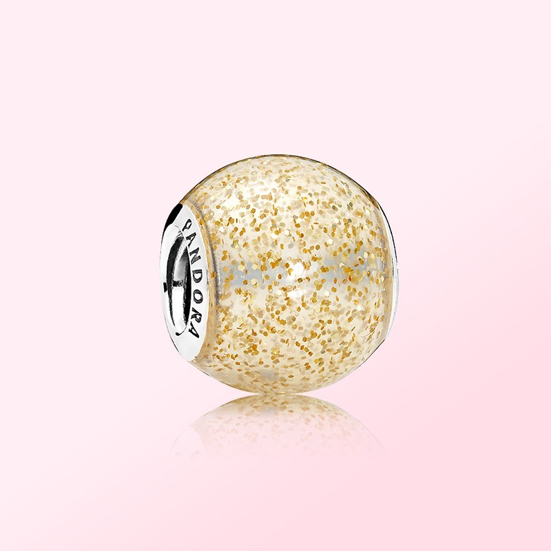 pandora golden glitter ball charm