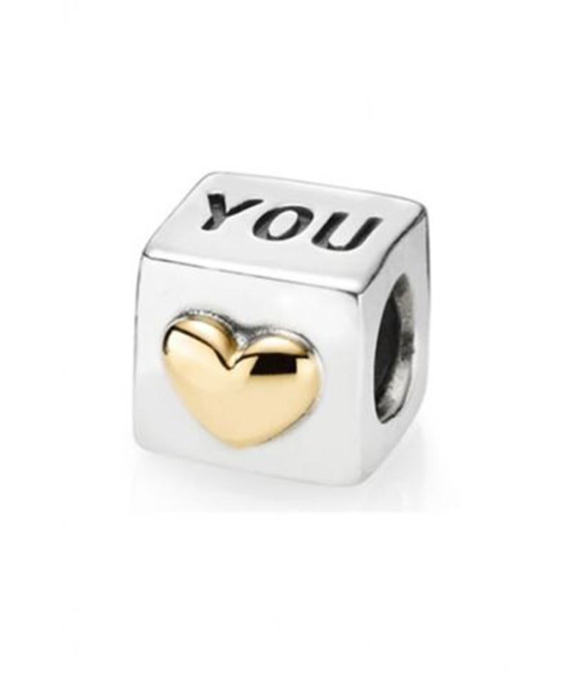Pandora I Love You silver & gold charm Pandora