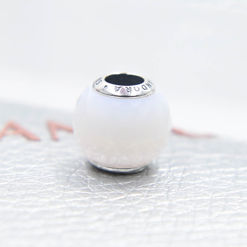 pandora geometric facets opalescent white crystal