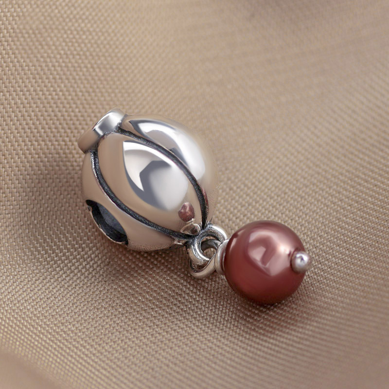 pandora blossom, silver brown pearl charm