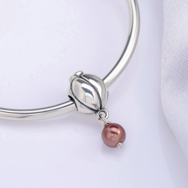 pandora blossom, silver brown pearl charm