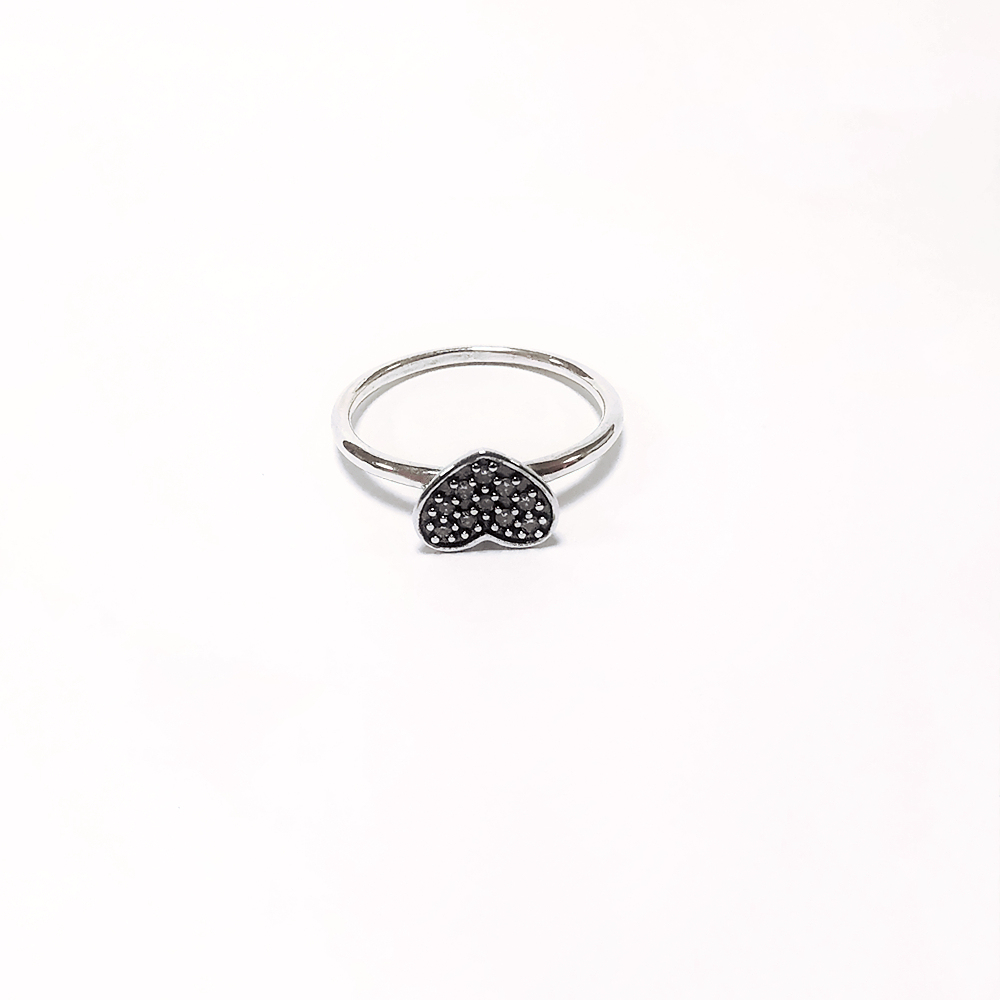 pandora sterling silver clear pave heart cz ring