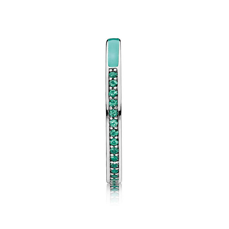 radiant hearts of pandora mint green enamel ring