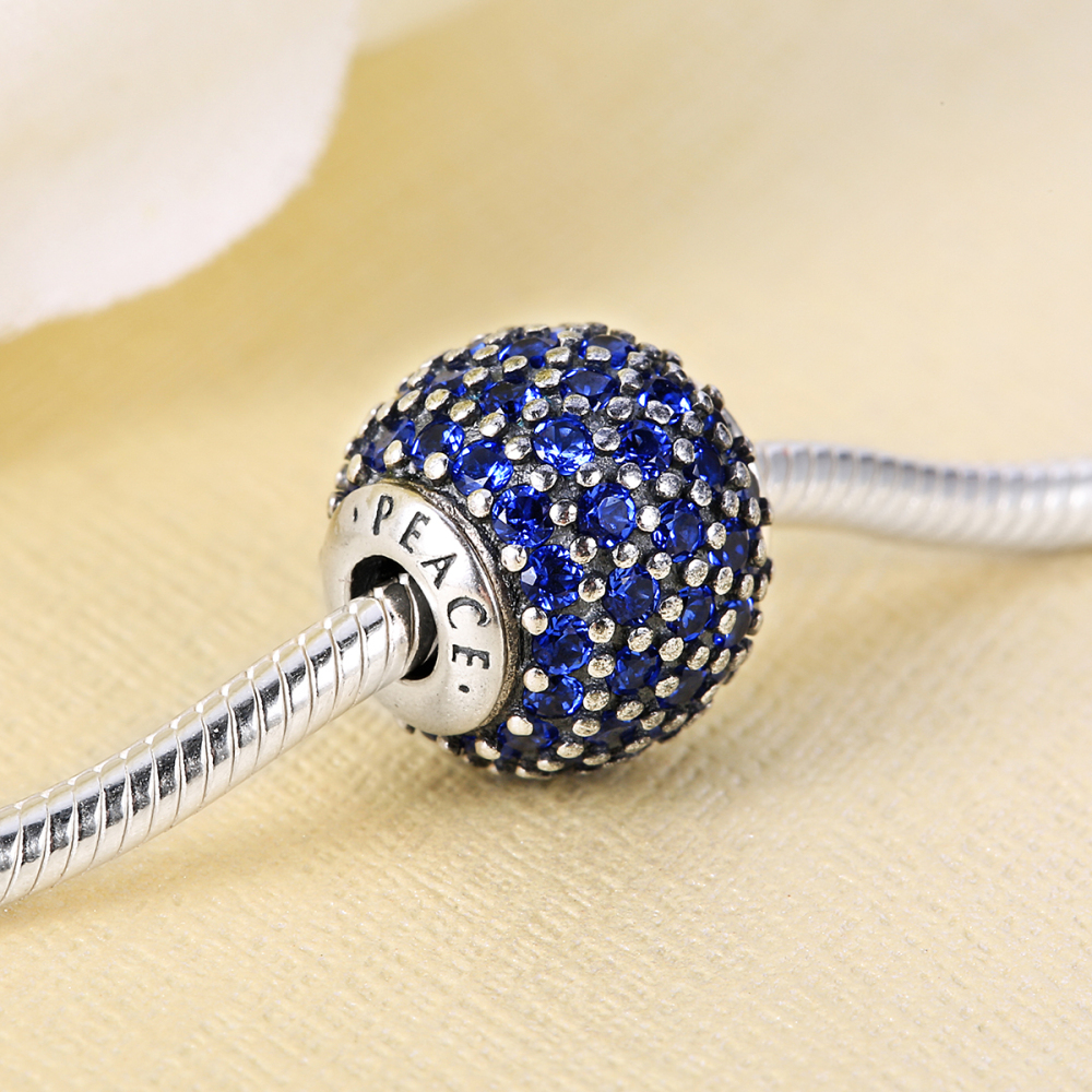 pandora essence sterling silver peace blue charm