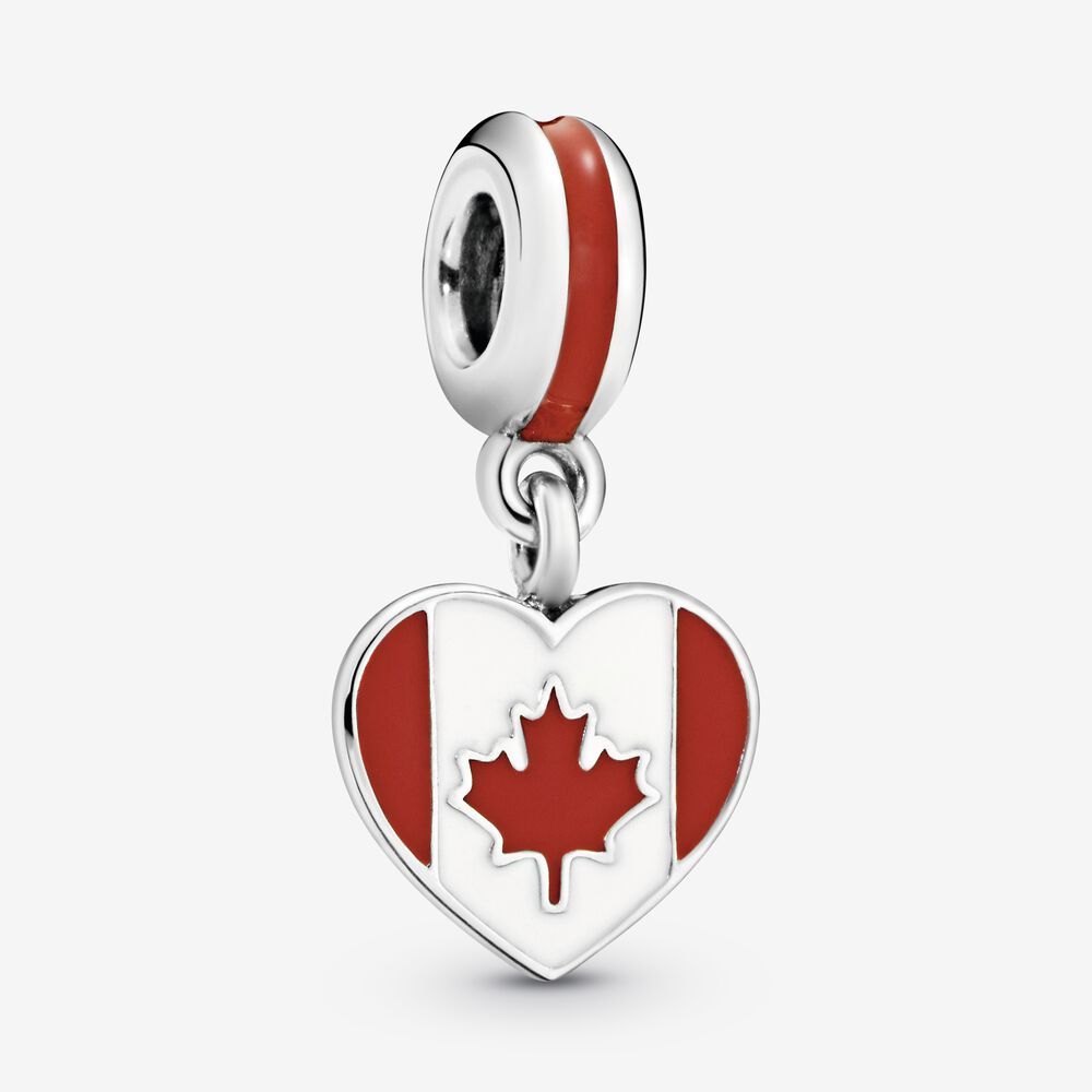 pandora canada flag heart silver charm