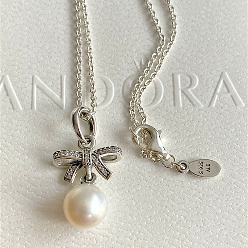 pandora sterling silver delicate sentiments pearl necklace -70cm