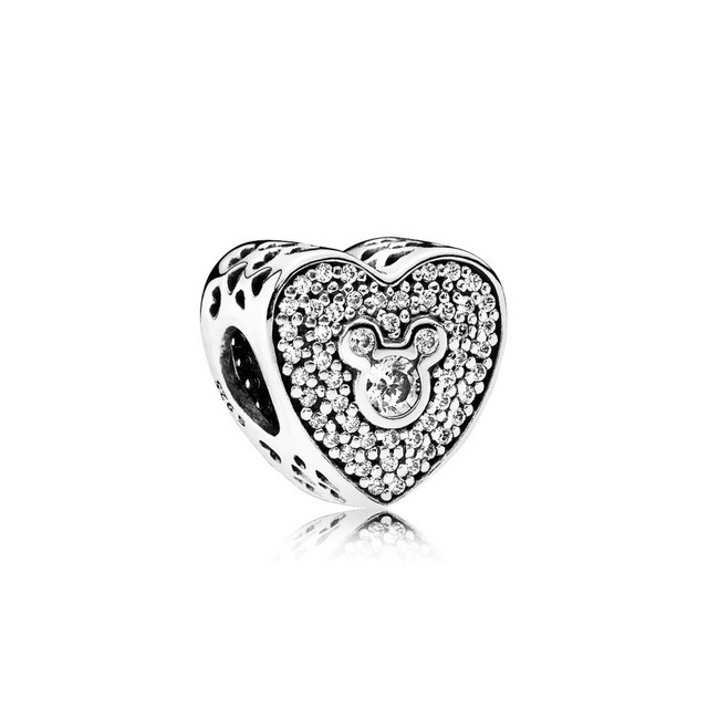 pandora disney mickey mouse and minnie mouse sparkling heart charm