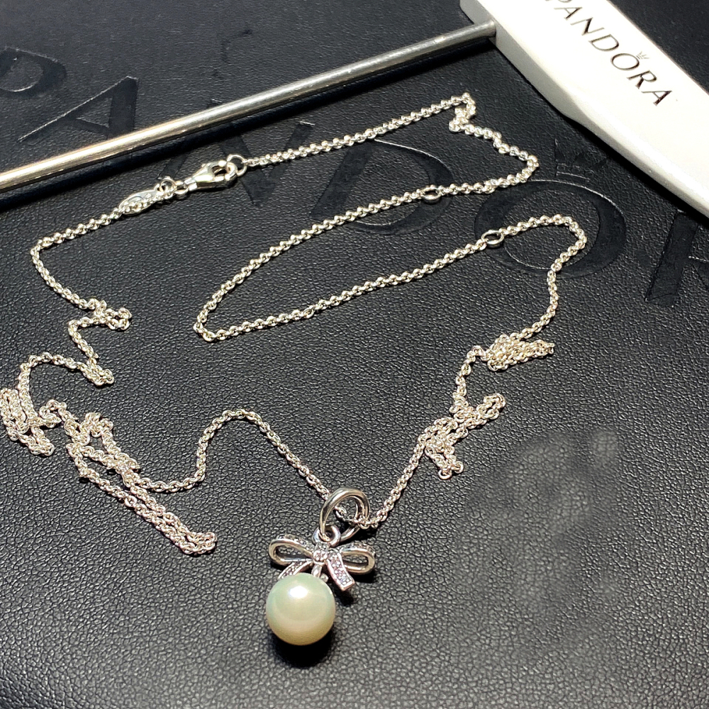 pandora sterling silver delicate sentiments pearl necklace -70cm