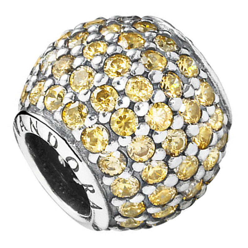golden colored pave lights pandora sterling silver charm