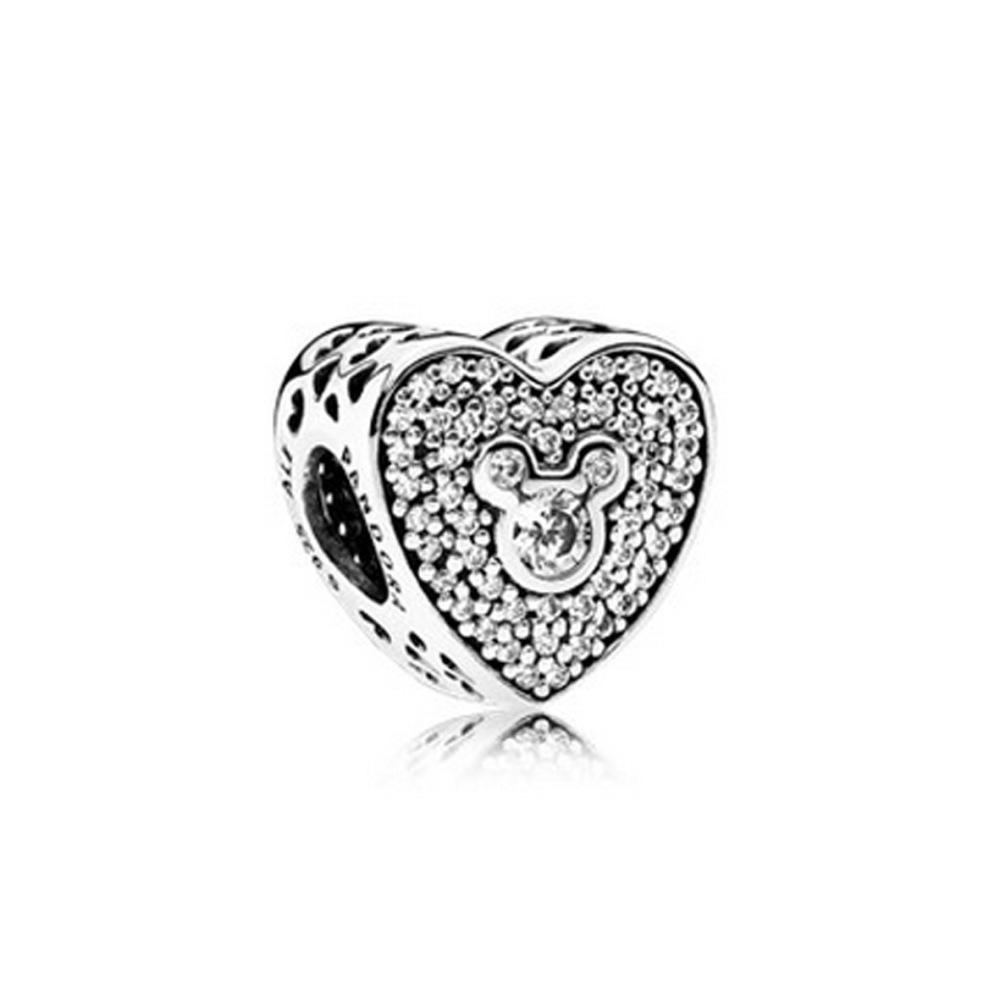 pandora disney mickey mouse and minnie mouse sparkling heart charm
