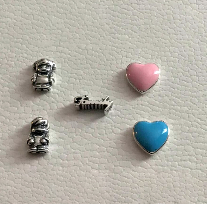 pandora silver petite floating locket charms complete family set