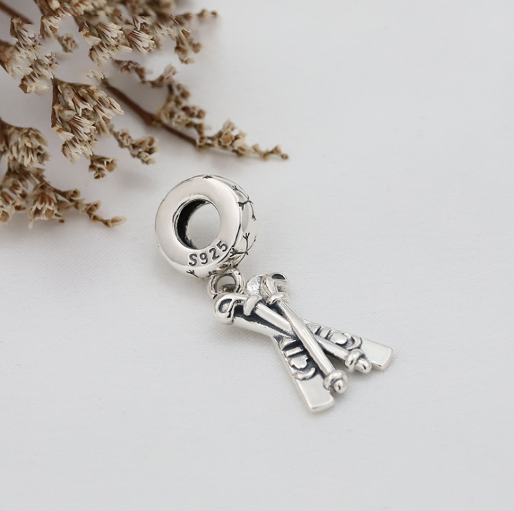 pandora charm snow skis dangle