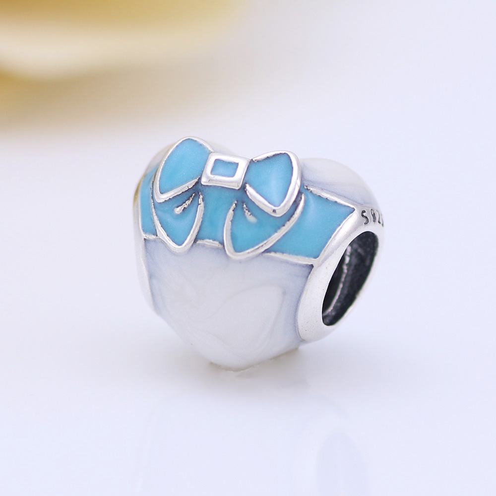 pandora white day love blue and white heart charm