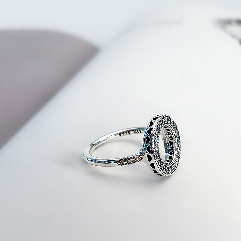 pandora sparkling halo silver ring