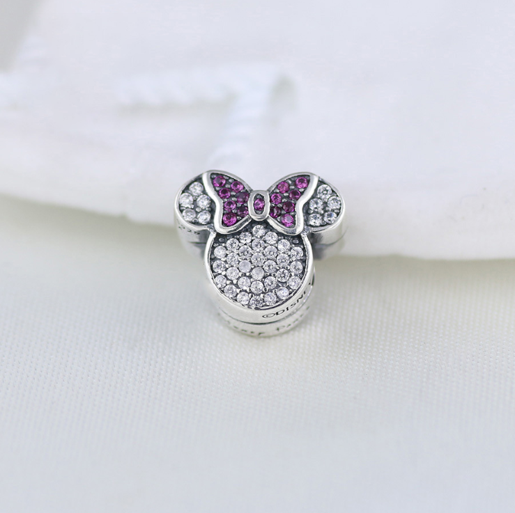 pandora silver charm minnie mouse ears clip