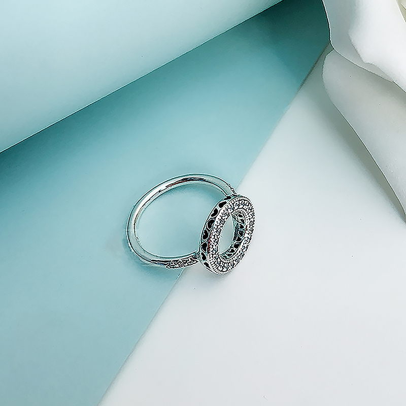pandora sparkling halo silver ring