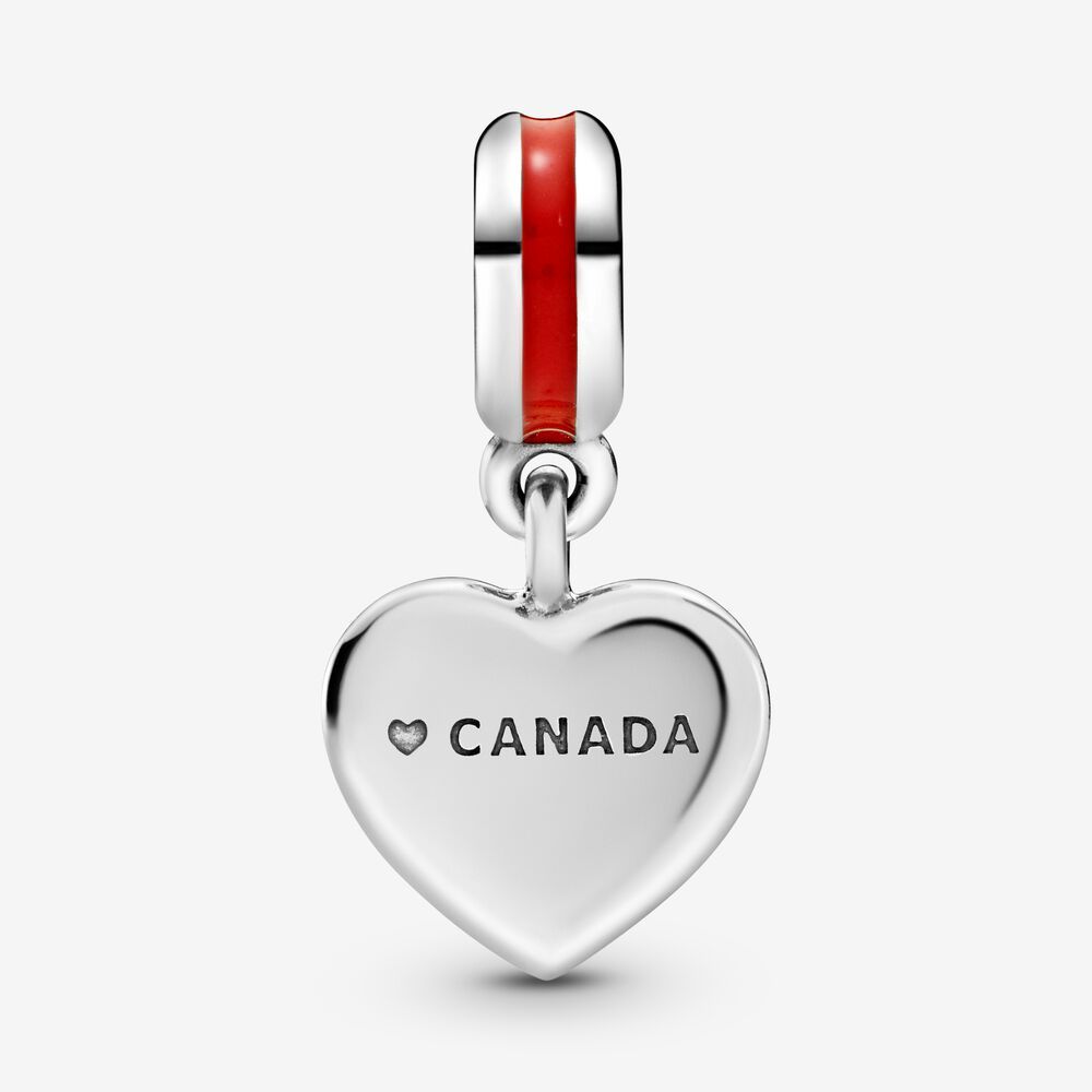 pandora canada flag heart silver charm