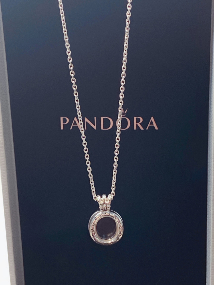 pandora silver lockets crown o necklace