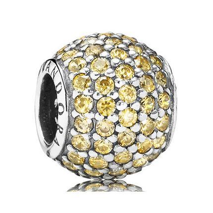 golden colored pave lights pandora sterling silver charm