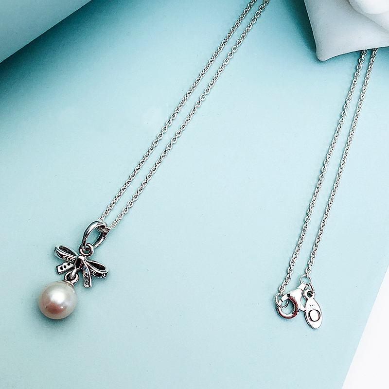 pandora sterling silver delicate sentiments pearl necklace -70cm