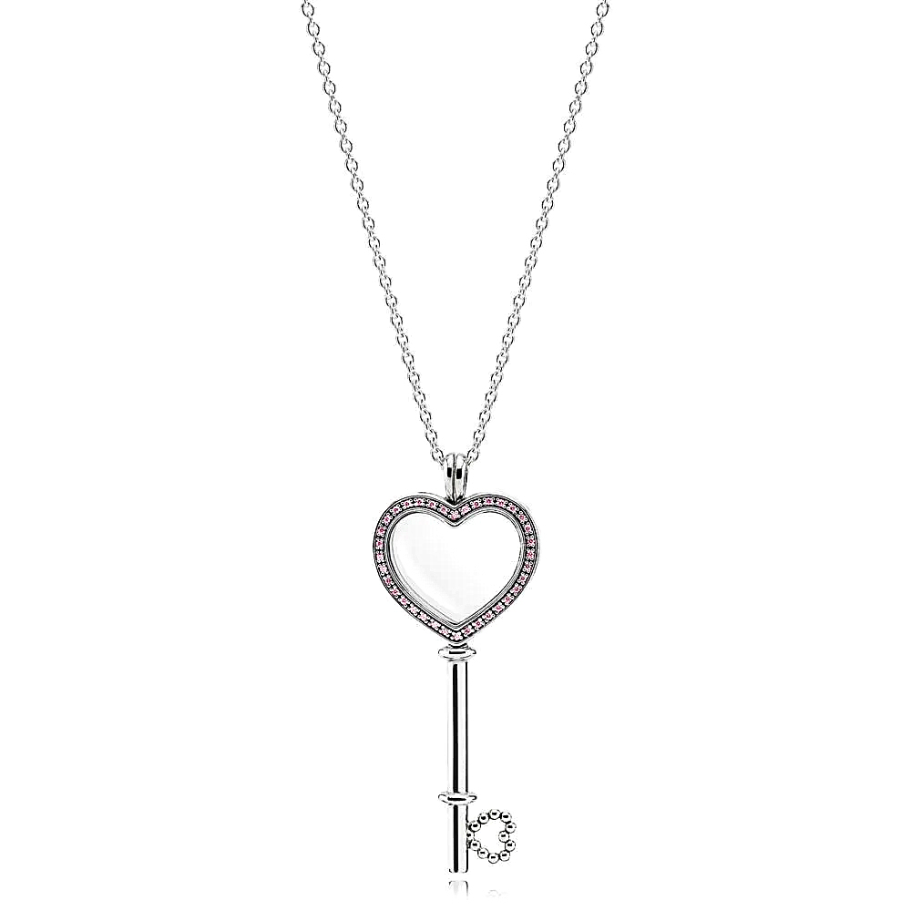 pandora large floating locket heart key -80cm