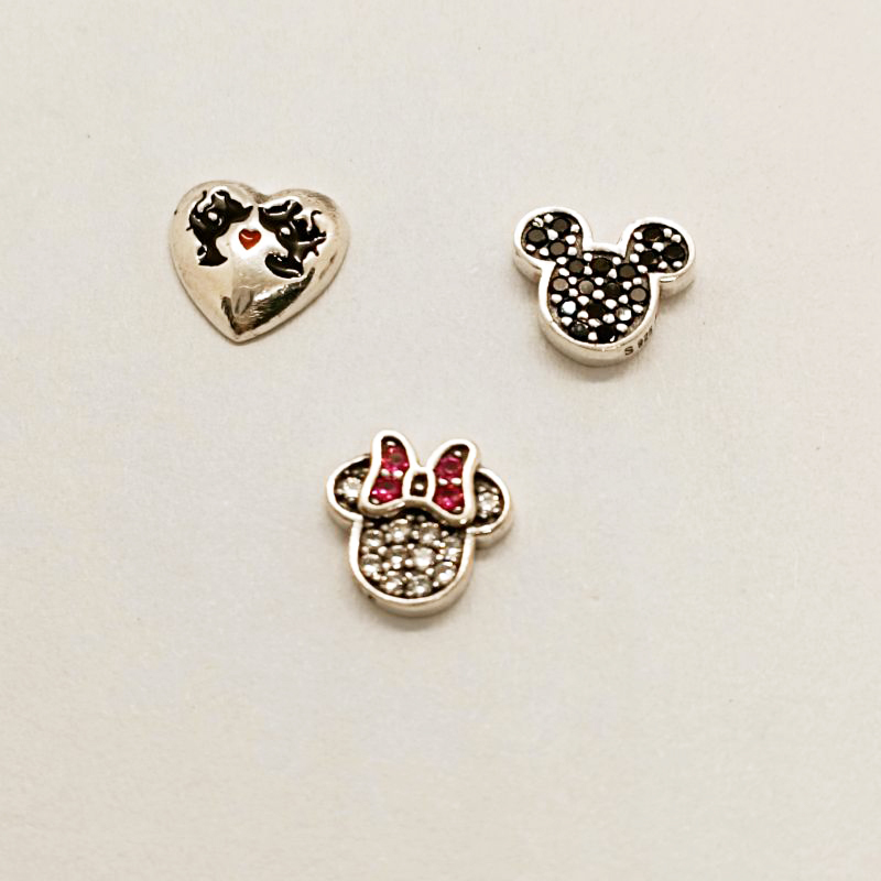pandora sterling silver minnie mickey kiss petite locket charms set