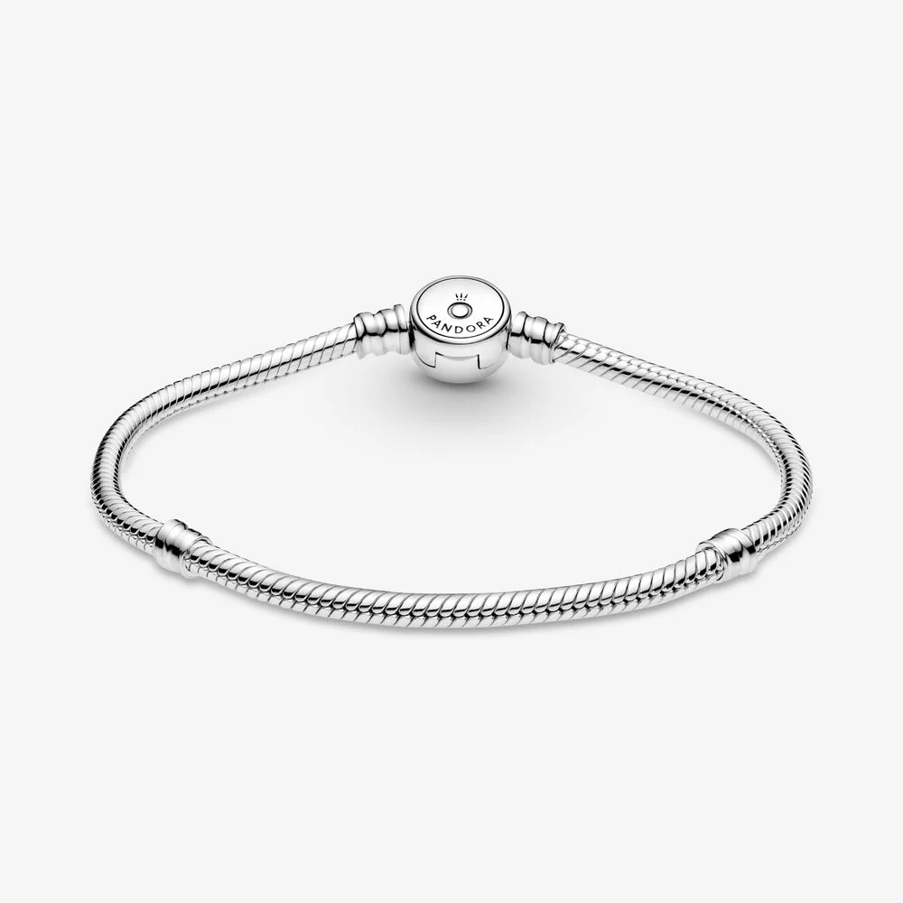 pandora moments sparkling blue disc clasp snake chain bracelet