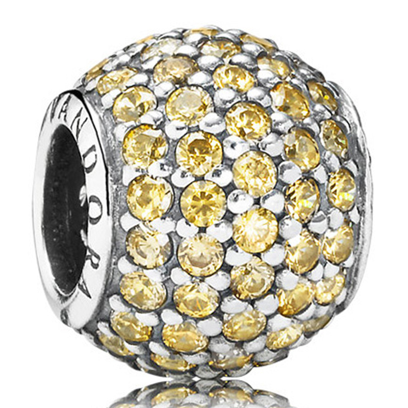 golden colored pave lights pandora sterling silver charm