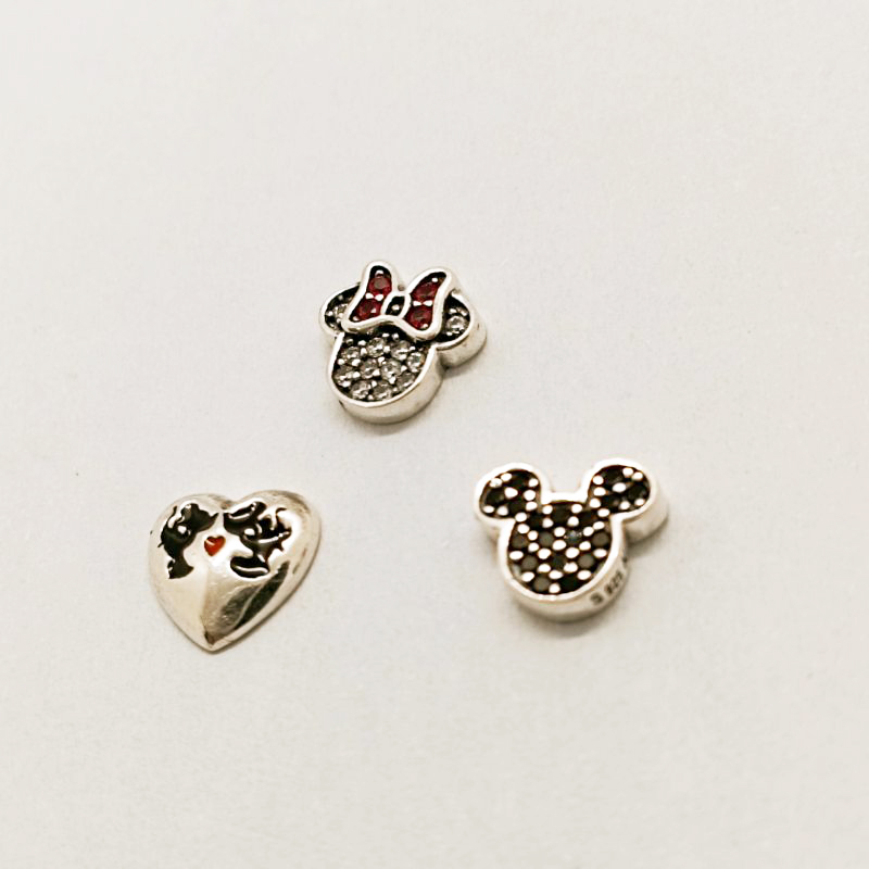 pandora sterling silver minnie mickey kiss petite locket charms set