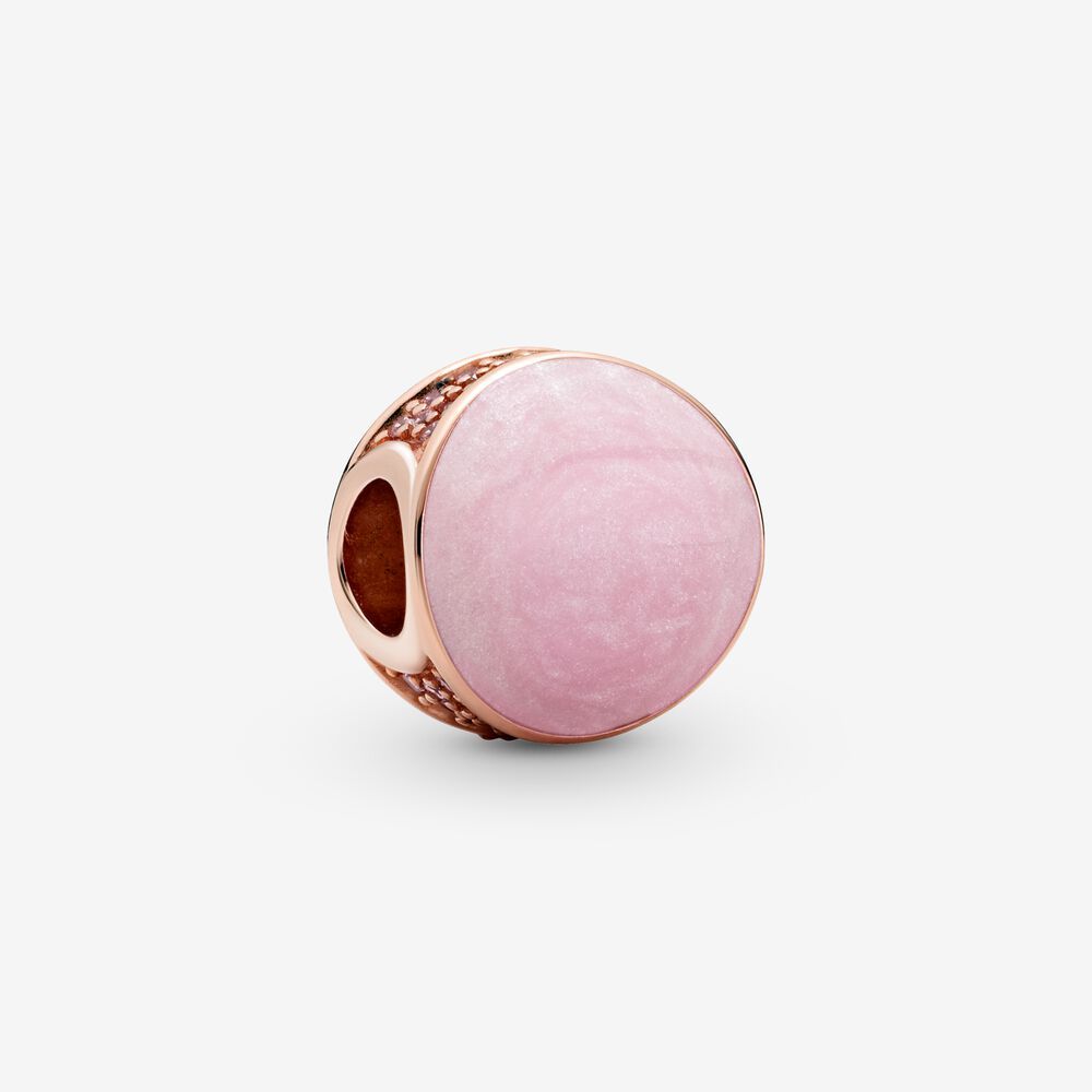 pandora rose gold, pink swirl charm cubic zirconia