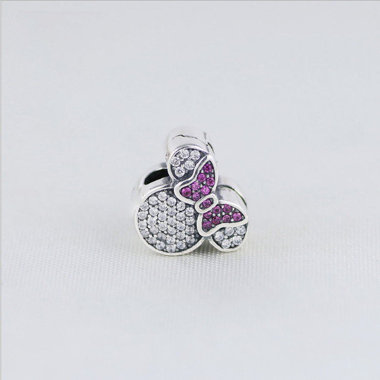 pandora silver charm minnie mouse ears clip