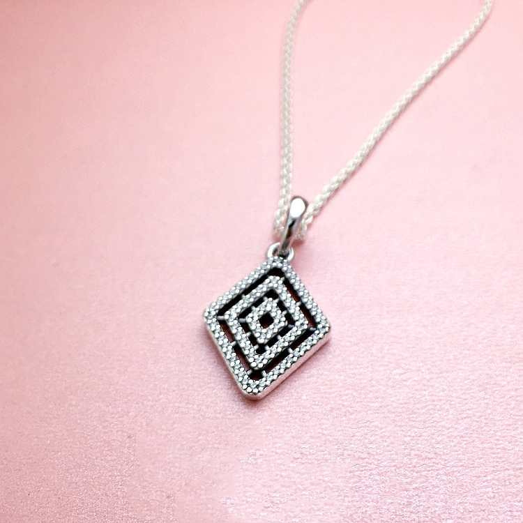 pandora geometric lines cz necklace -60