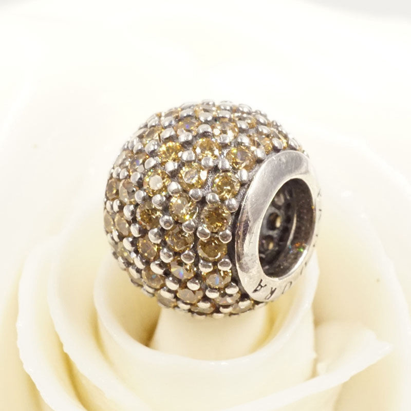 golden colored pave lights pandora sterling silver charm