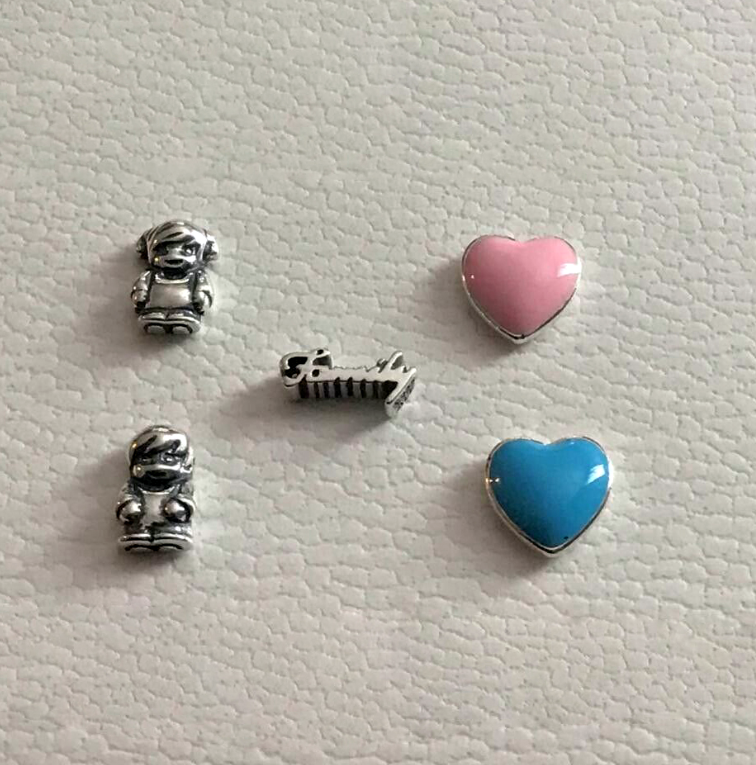 pandora silver petite floating locket charms complete family set