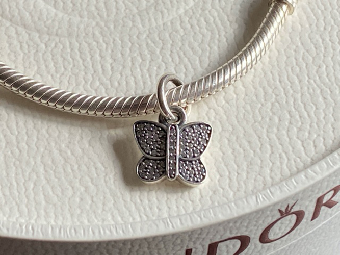 pandora sterling silver sparkling butterfly cz pendant