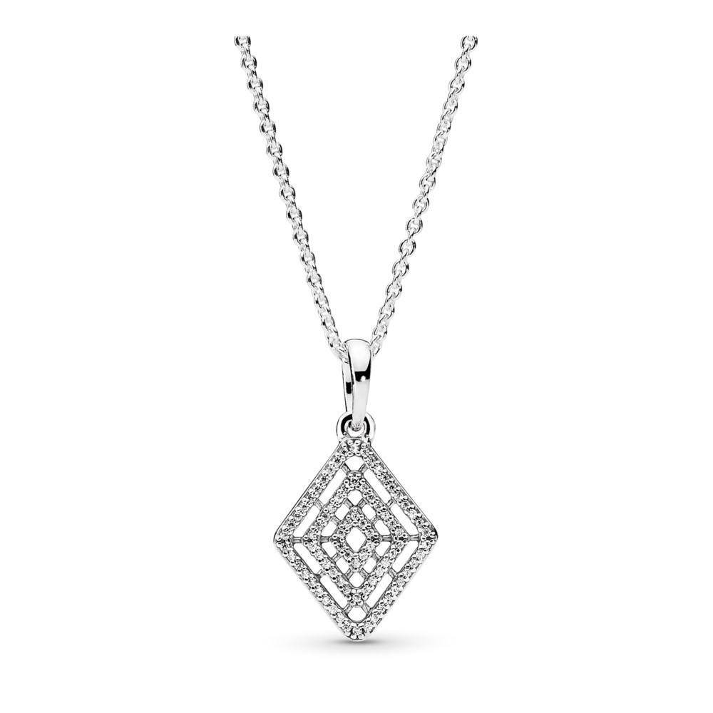 pandora geometric lines cz necklace -60