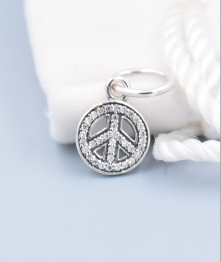pandora silver symbol of peace cz pendant