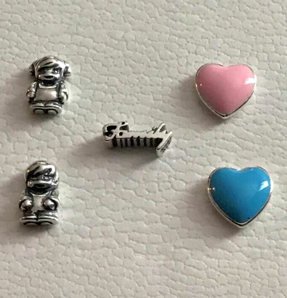 pandora silver petite floating locket charms complete family set