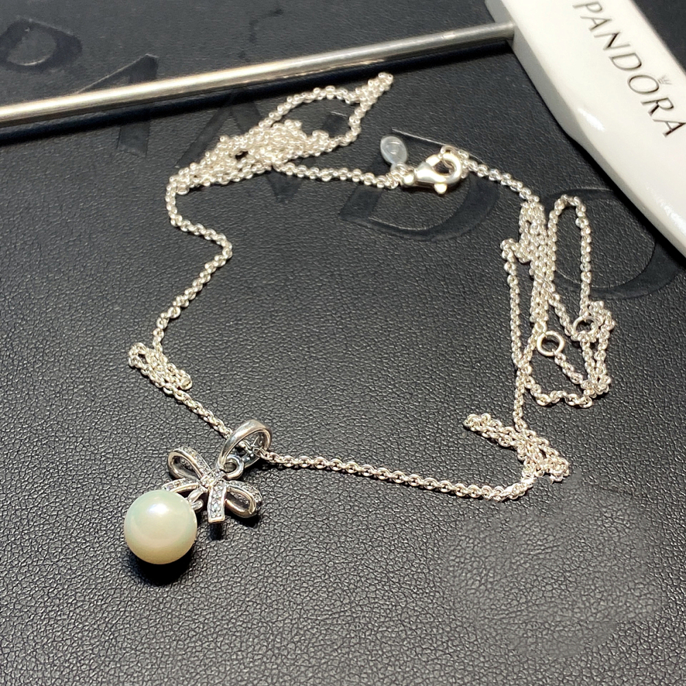 pandora sterling silver delicate sentiments pearl necklace -70cm