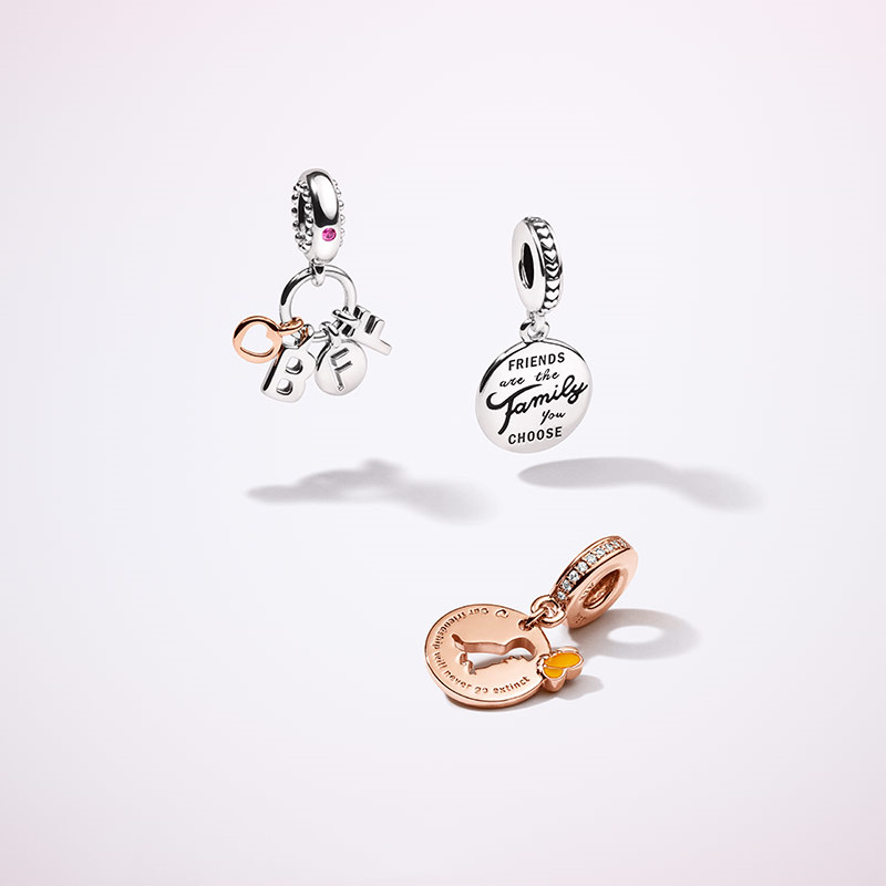 pandora best friends forever silver & rose charm