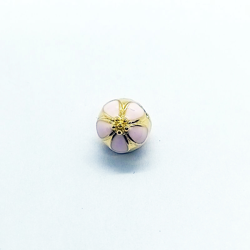 pandora gold cherry blossom clip charm enamel ale