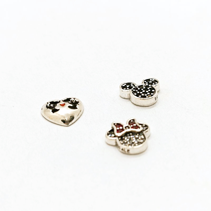 pandora sterling silver minnie mickey kiss petite locket charms set