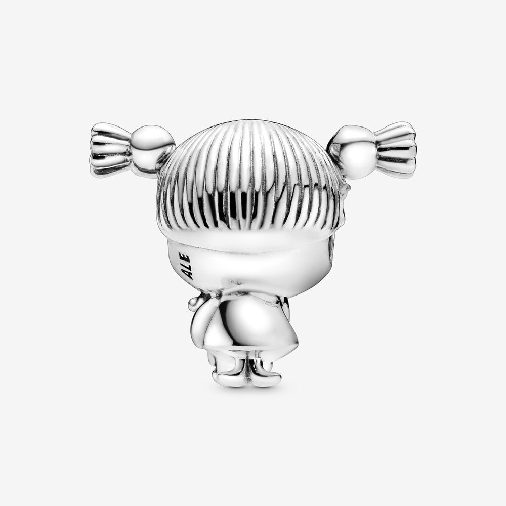 pandora silver girl with pigtails charm