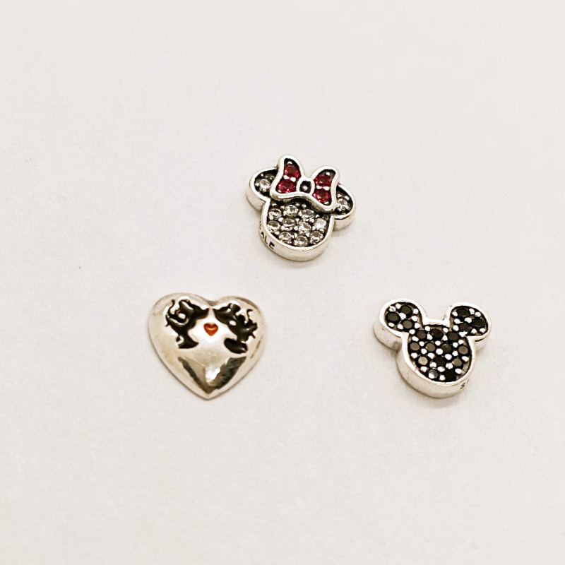 pandora sterling silver minnie mickey kiss petite locket charms set