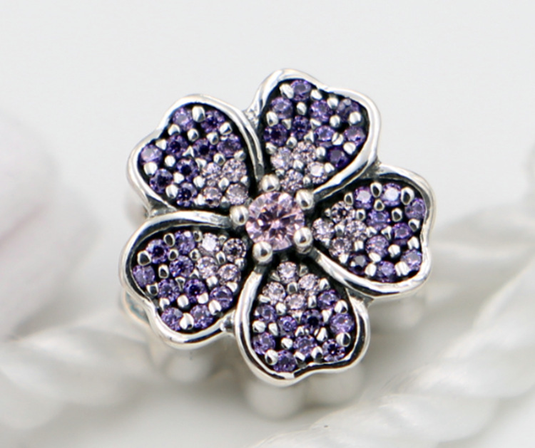usedpandora pink primrose cz charm