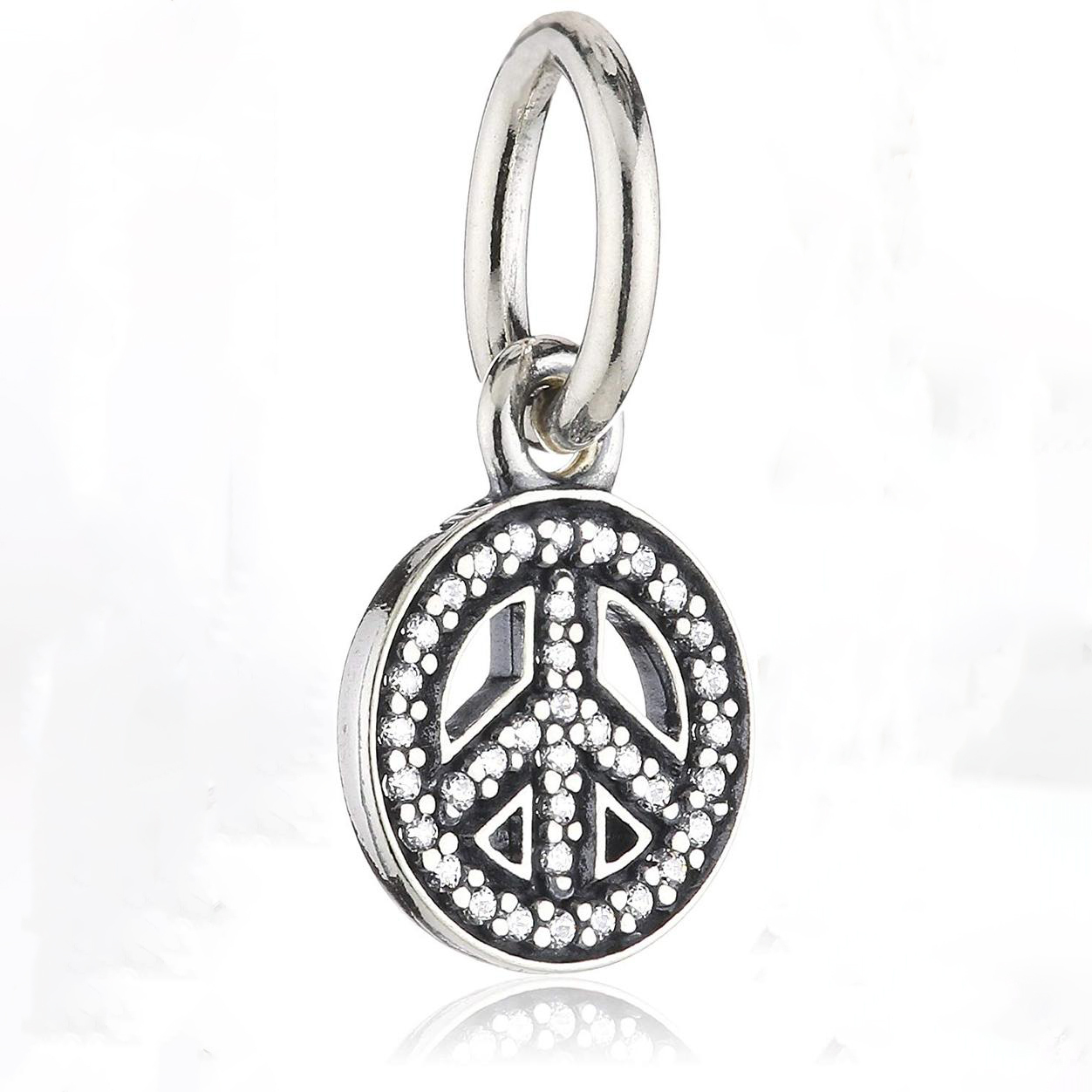 pandora silver symbol of peace cz pendant